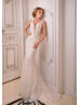 Beaded Ivory Eyelash Lace Tulle Sheer Back Wedding Dress